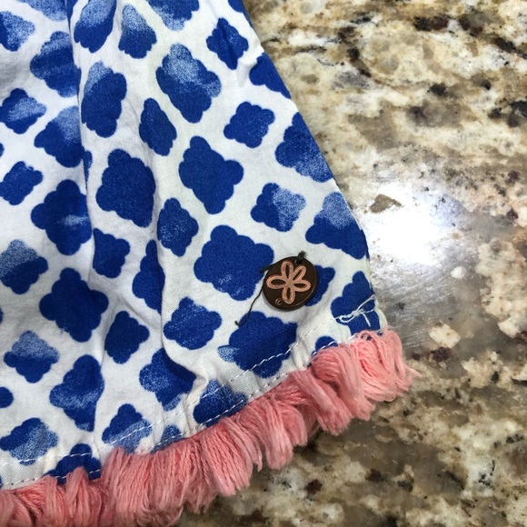 435 Matilda Jane Clothing Blue Patterned Pink Fray Hem Tunic 12 - Picture 5 of 9